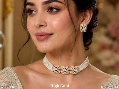 Elegant Kundan White Pearl Wedding Necklace Set