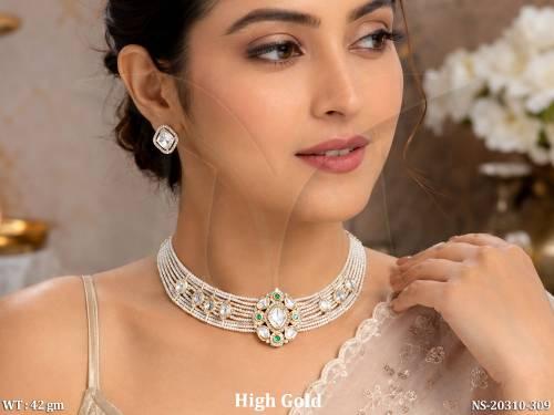 Premium High Gold Kundan Pearl Statement Choker Set