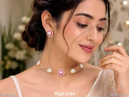 Luxury High Gold Kundan Necklace Set for Women