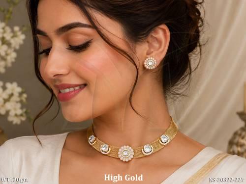 Designer High Gold Kundan Choker with Earrings