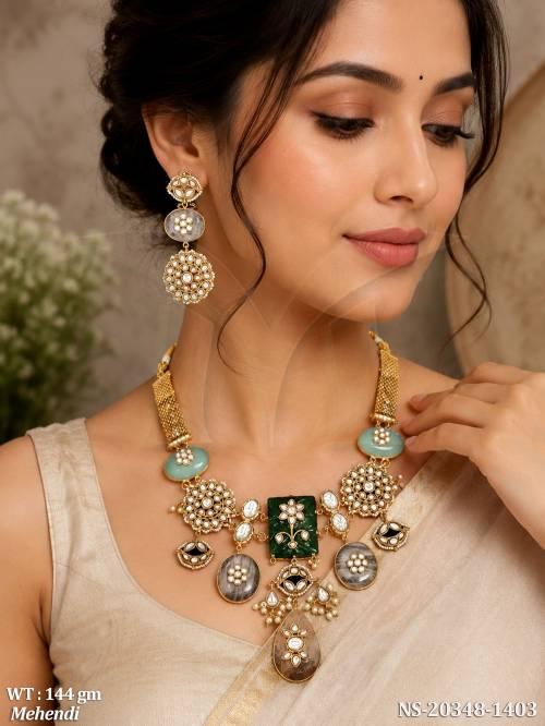 Traditional Polki Kundan Statement Necklace Set for Women