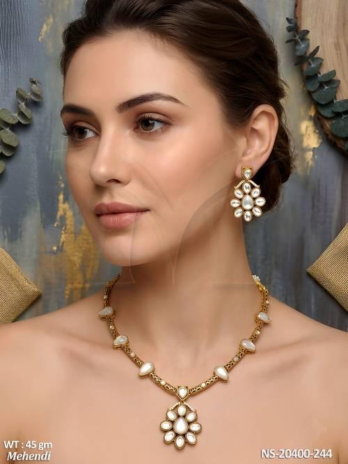 Designer Full Stone Kundan Necklace Set for Women