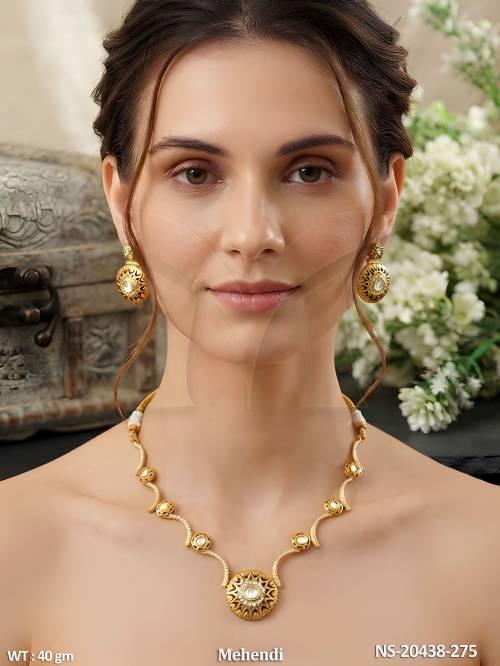 Kundan Mehandi White Stone Necklace Set
