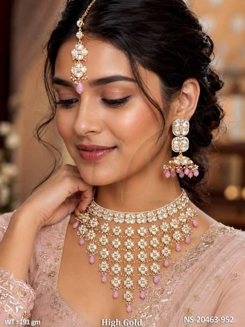 Designer Kundan Choker Necklace Set with Beads
