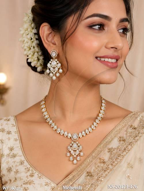 Designer Kundan Necklace With Matching Earrings