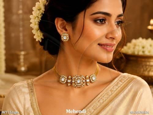 Fancy Kundan Necklace Set with Designer Earrings
