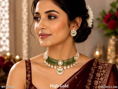 Designer Floral Kundan Pearl Necklace With Earrings
