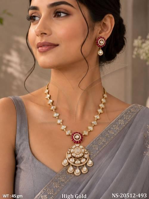 Designer Emerald Kundan Statement Necklace