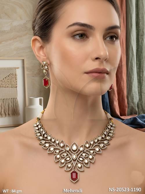 Elegant Red Stone Kundan Necklace