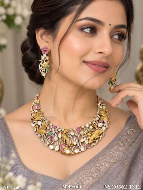 Designer Multicolor Kundan Peacock Jewellery Set