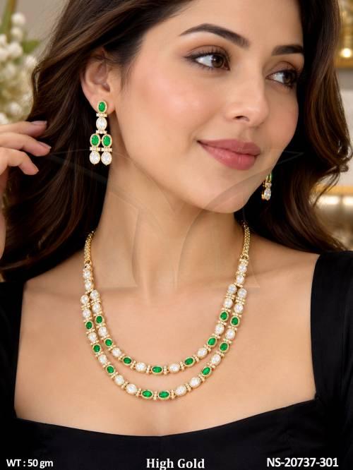 Beautiful Full Stone Double Layer Necklace Set