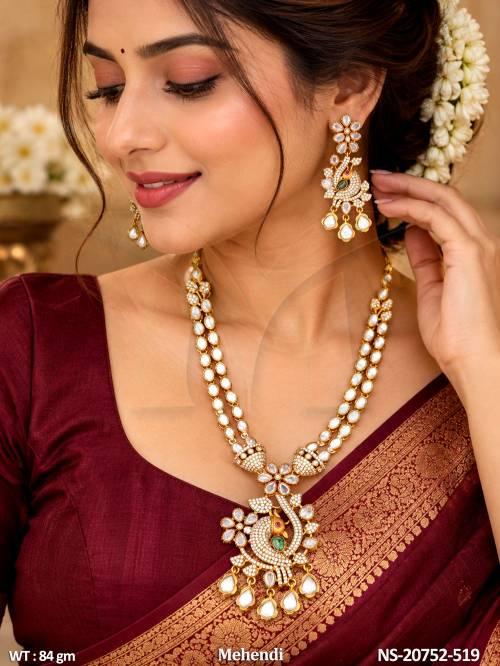 Peacock Design Kundan Necklace Set with Earrings