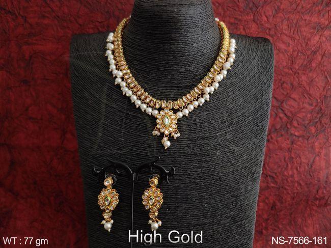 beautiful antique designer full white stones party wear fancy style necklace set