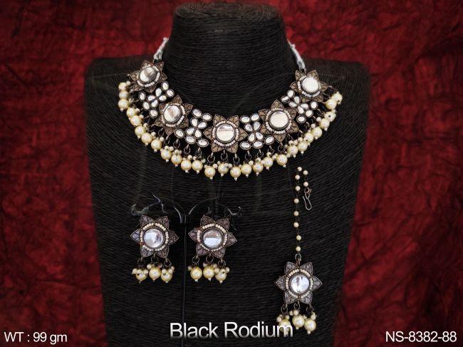 Full Kundan Stones Designer Party wear Kundan Choker Necklace Set — NS-8382-88