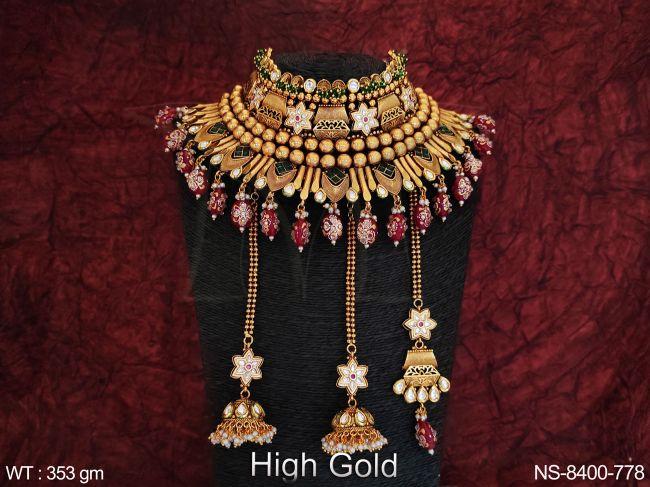 Beautiful Kundan Stones Party wear Heavy Designer Choker Necklace Set — NS-8400-778