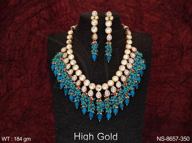 full kundan stones party wear designer heavy choker necklace set