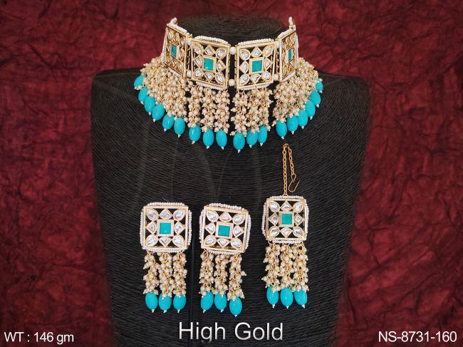 Beautiful Full Kundan Stones Designer Party wear Heavy Choker Necklace Set