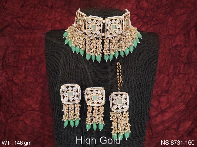 Beautiful Full Kundan Stones Designer Party wear Heavy Choker Necklace Set — NS-8731-160