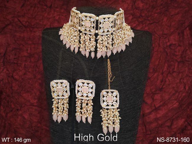 Beautiful Full Kundan Stones Designer Party wear Heavy Choker Necklace Set — NS-8731-160