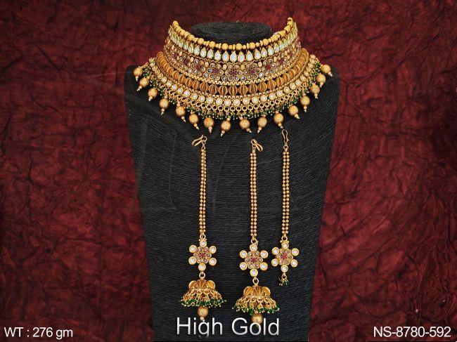 beautiful kundan stones designer party wear heavy kundan choker necklace set