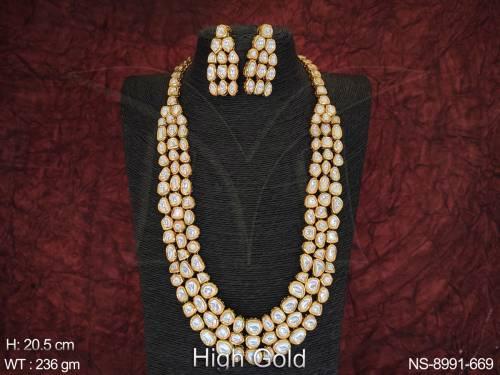 Beautiful Kundan Jewelry Party wear Long Kundan Necklace Set 