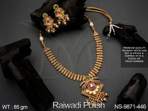 Kundan Stones Rajwadi Polish Party wear Designer Kundan Necklace Set