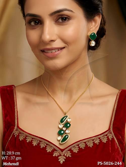 Elegant Stone Studded Pendant Set for Women