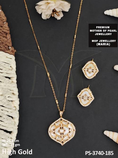 Kundan Jewellery Stylish High Gold Polish Kundan Pendant Set  — PS-3740-185