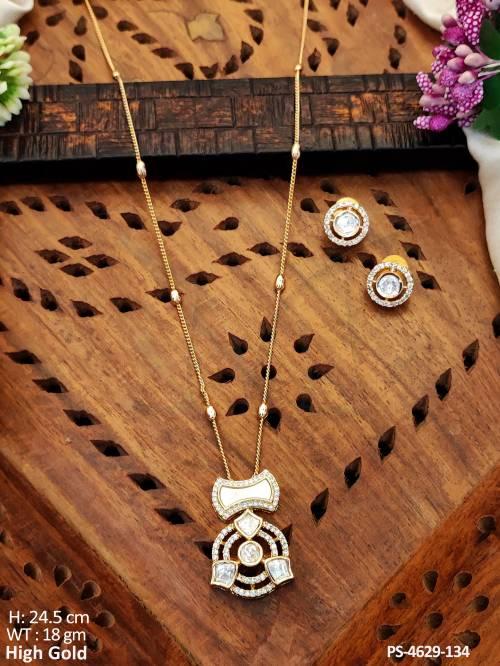 Kundan Full Stone High Gold Polish  Pendant Set   