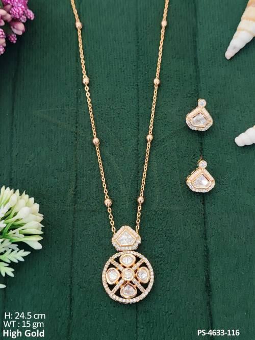 Kundan Design High Gold Polish Fancy Style  Pendant Set  