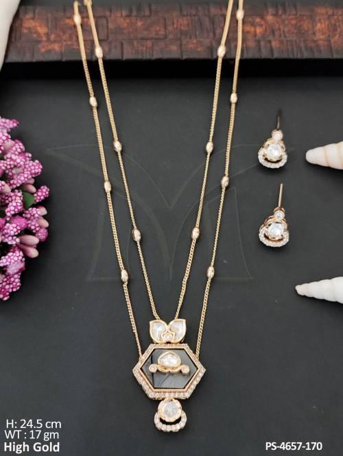 kundan Designer High Gold Polish Full Stone Pendant Set   