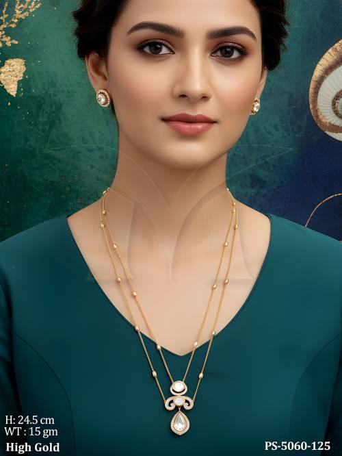High Gold American Diamond Pendant Set with Earring