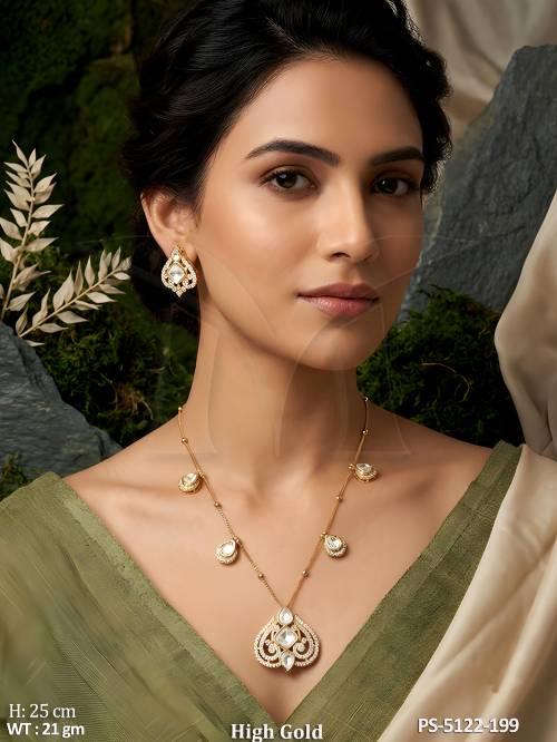 Traditional High Gold Kundan Party Wear Pendant Set