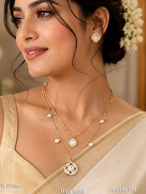 Kundan High Gold Layered Pendant Set with Earrings