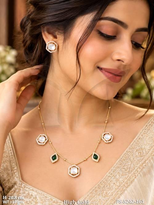 American Diamond Designer Necklace Set with Earrings