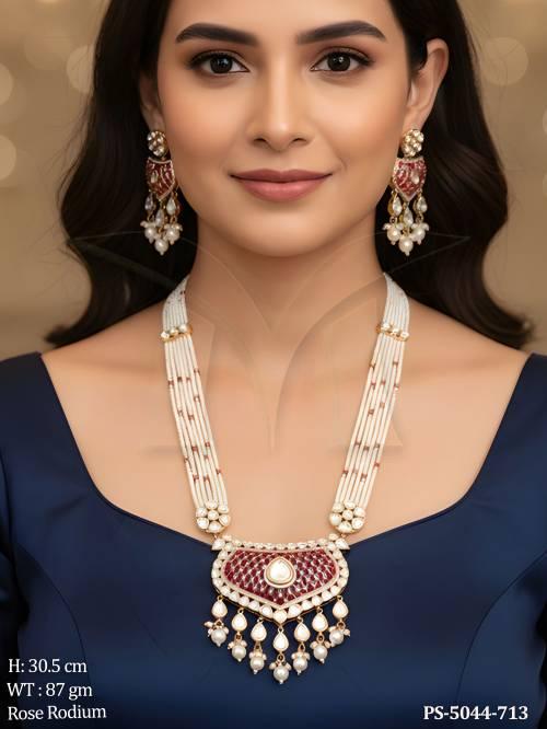  Designer Kundan Full Stone Rose Rodium Polish Fancy Style Pendant Set