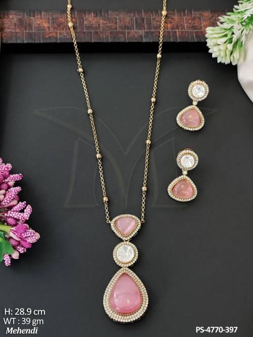Designer Mehendi Full Stone  Fancy Style Pendant Set