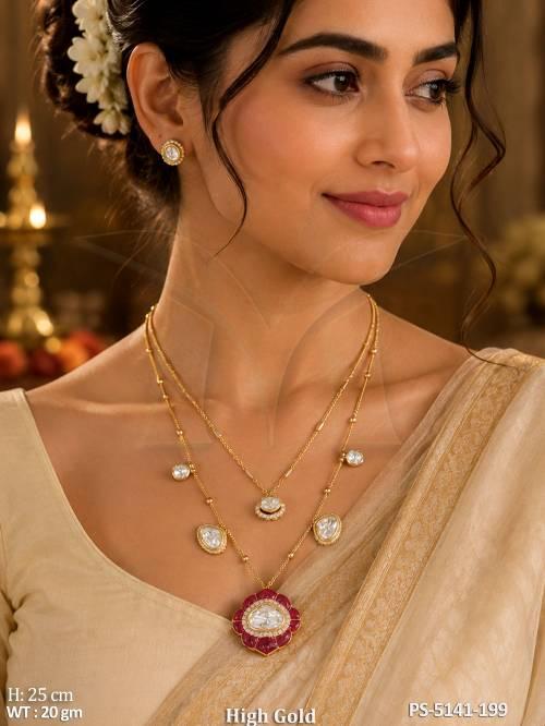 Designer Kundan Layered Pendant Set for Women