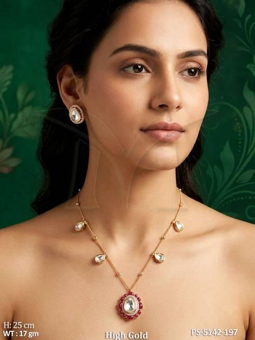 Designer Kundan Floral Pendant Set for Women