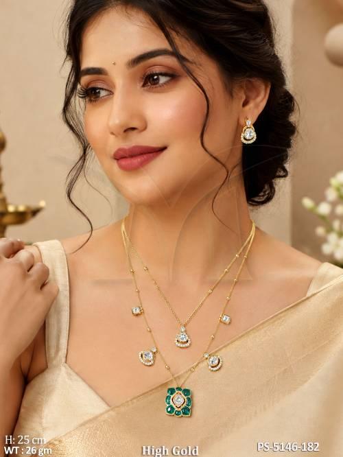 Designer High Gold Double Layer Kundan Pendant Set for Women