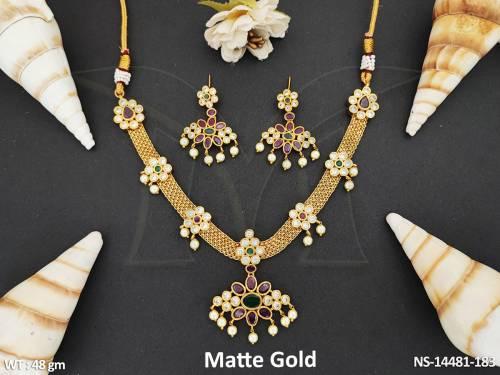 Fancy Kemp Necklace Set Matte Gold Polish Kemp Jewelly 