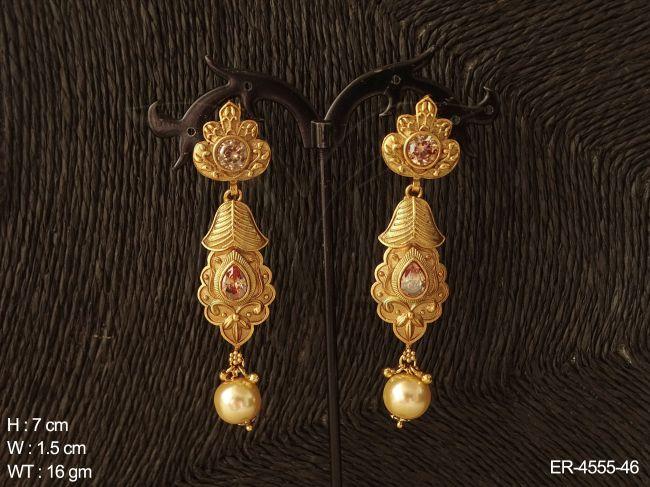 paan flower moti antique earrings detail