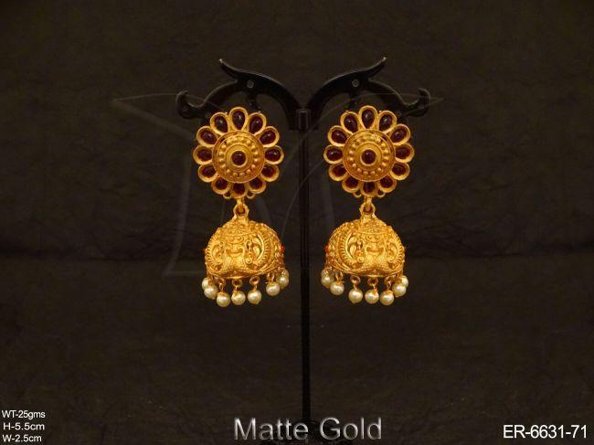reverse stone jhumki kemp earrings detail