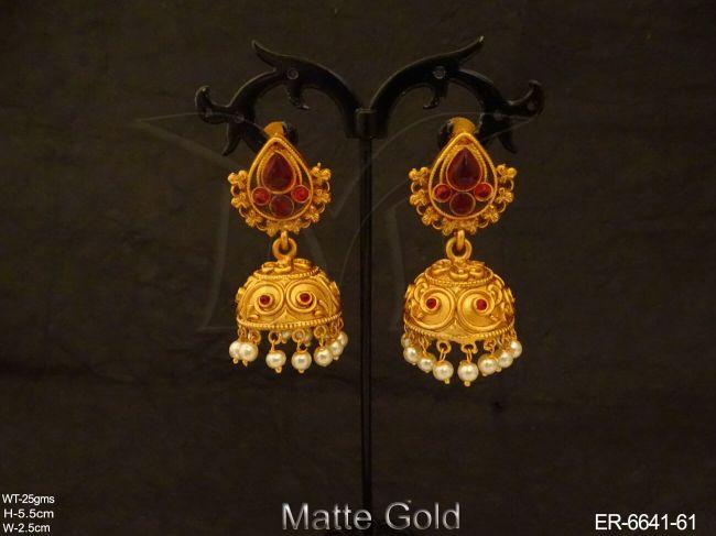 paan stone style jhumki kemp earrings detail
