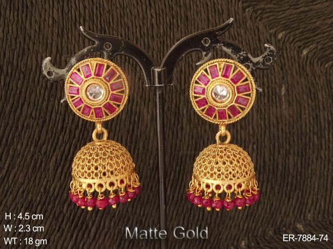 bagget rani stone antique jhumka earring