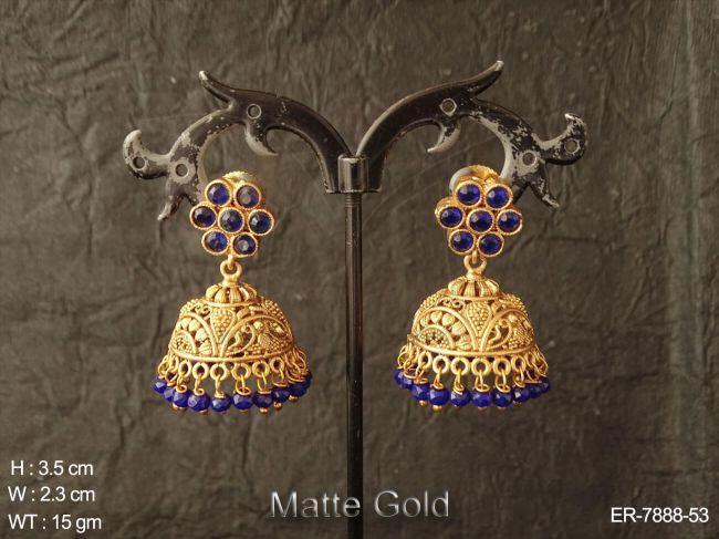 matta gold net design antique jhumka earring