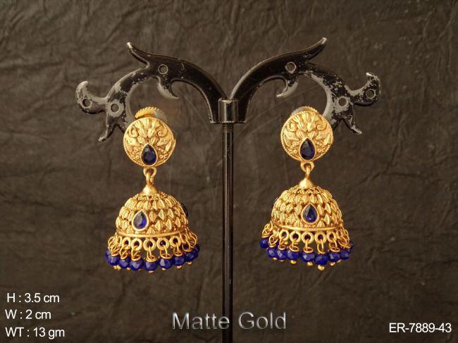 Leave emboss colouring drop antique jhumka earring
