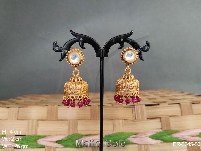 medium size jhumka type kemp earring set