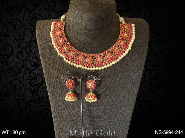 lct oval pearl drop polki necklace