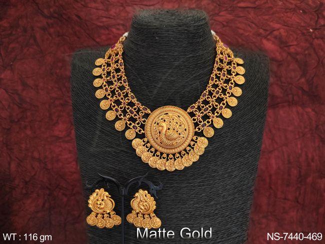 designer kemp jewelry beautiful coin matte gold polish necklace set